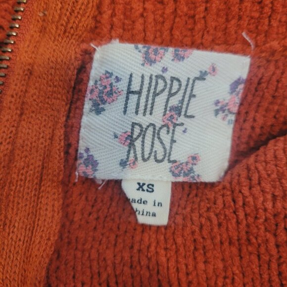 Hippie Rose Chenille Cropped Eyelash Striped Back Zip Crewneck Sweater - Picture 7 of 9